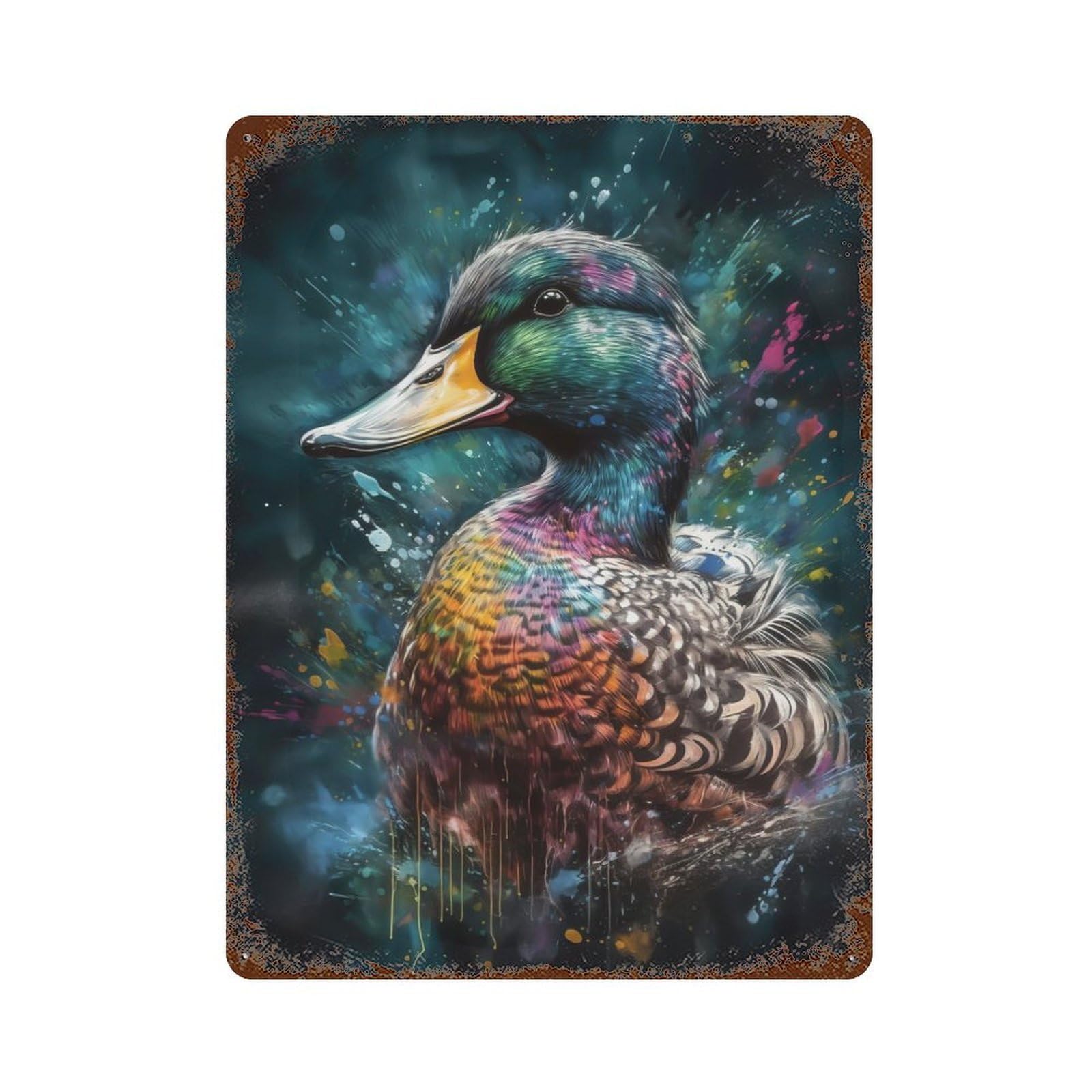 Duck Painting Retro Metal Sign 15.7"x11.8", for Garage, Bar And Workshop Decor, Shabby Chic Decor