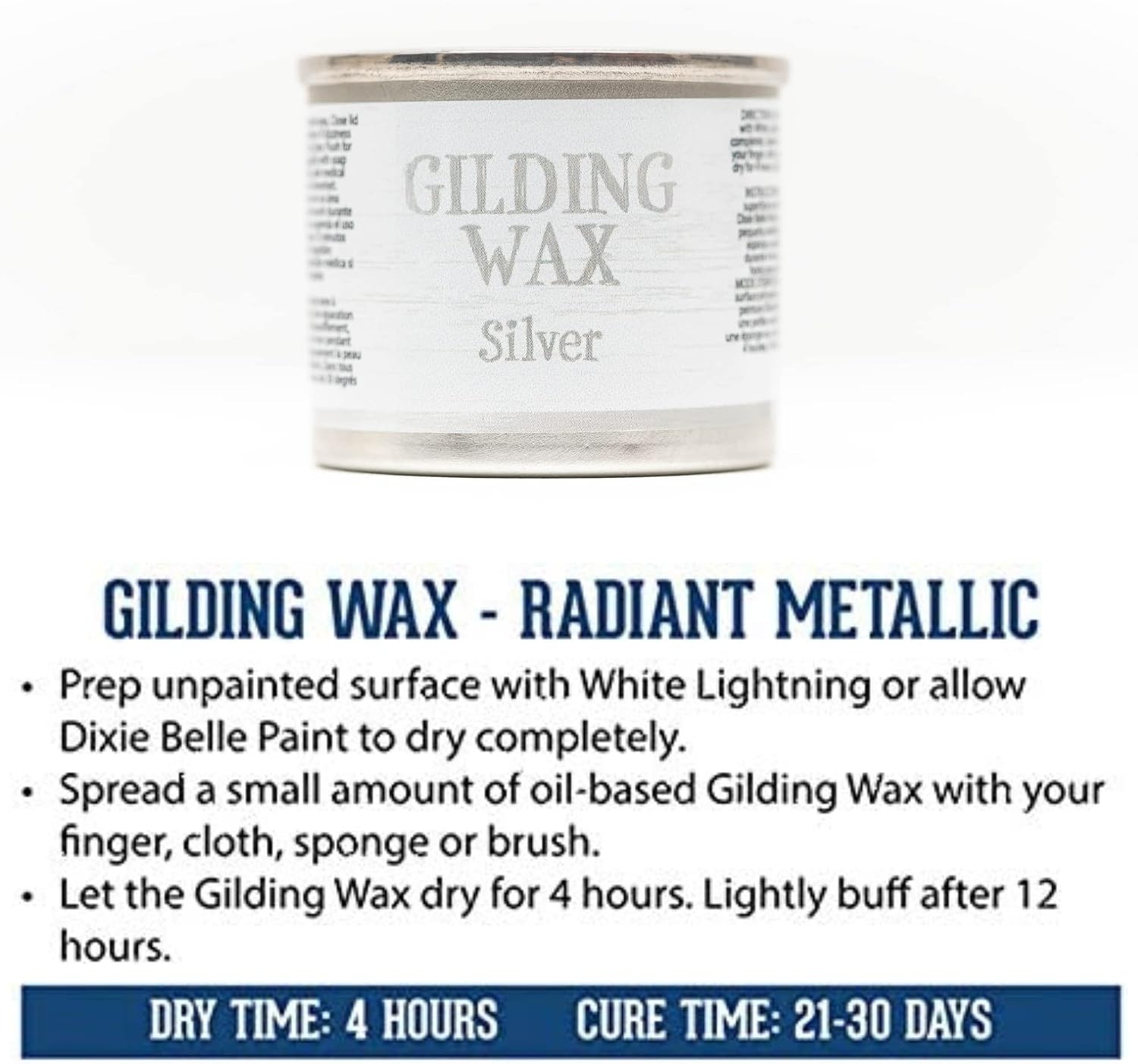 Dixie Belle Gilding Wax - Oil-Based Metallic Luxury Luster for Sheen, Shimmer on DIY Projects - Detail Enhancer for Furniture, Hardware, Wood
