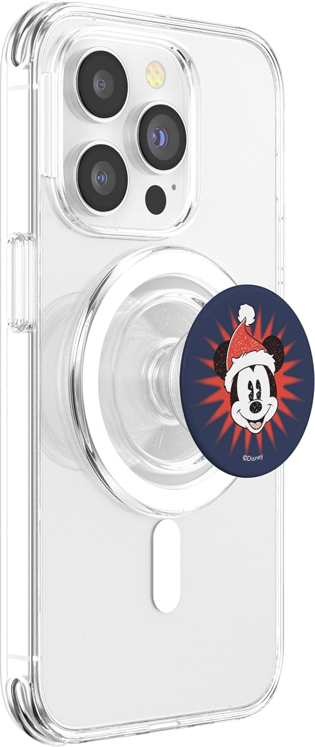 Disney Mickey Mouse Christmas Santa Hat Distressed Retro PopSockets MagSafe PopGrip for iPhone
