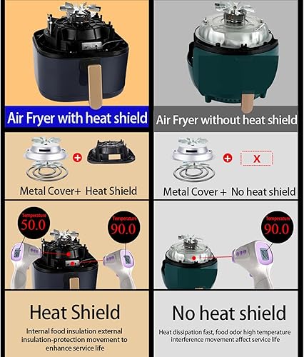 Miniatura 2 de Freidora de aire de 6.8 L, freidora eléctrica de cocina, horno grande antiadherente con pantalla LCD, calefacción de ciclo de 360 grados, horno