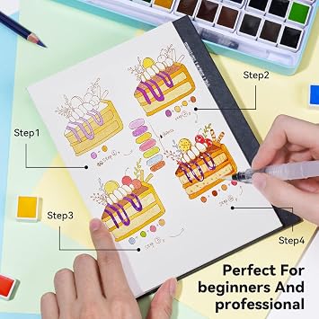 MeiLiang Watercolor Paint Set, 36 Vivid Colors in Pocket Box with Metal Ring and Watercolor Brush, Perfect for Students, Beginners and More