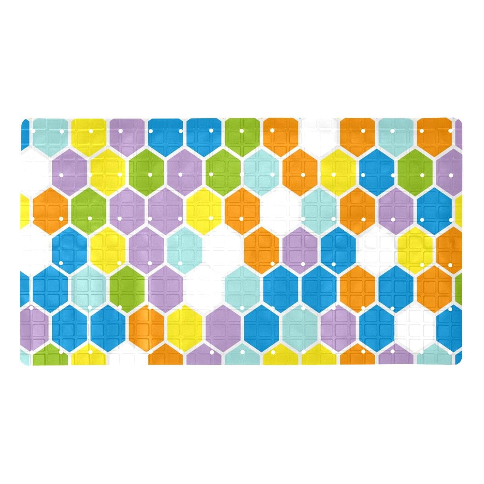 Tapis de bain antidérapant PVC ventouses douche senior et bébé rectangulaire