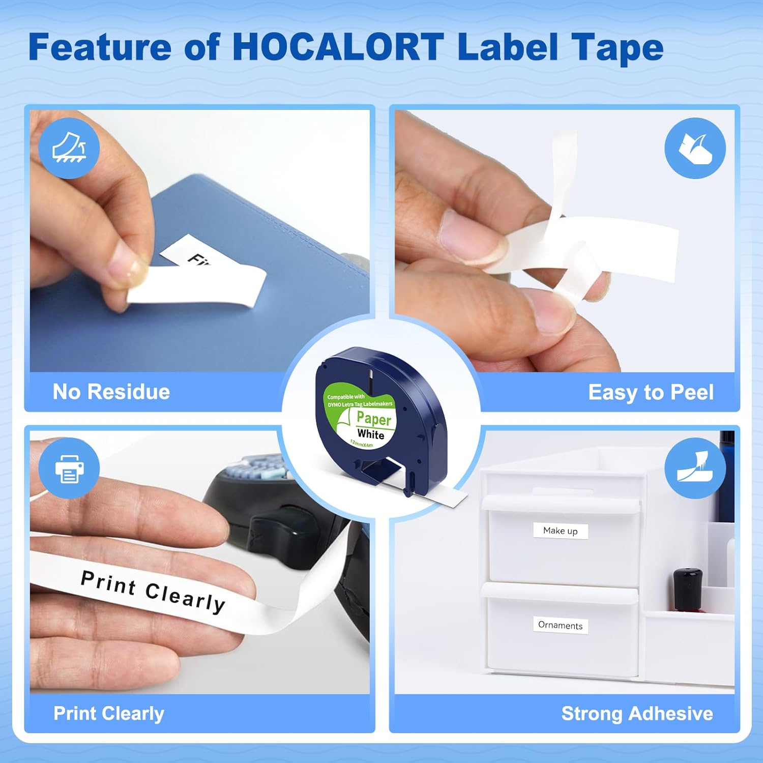 3 Pack Paper Label Refills Replacement for Dymo Letratag Refills 91200/91330 White Paper Tape 1/2 X 13, Compatible with Dymo Label Maker Refills, Work for Letra Tag LT100H LT100T QX50