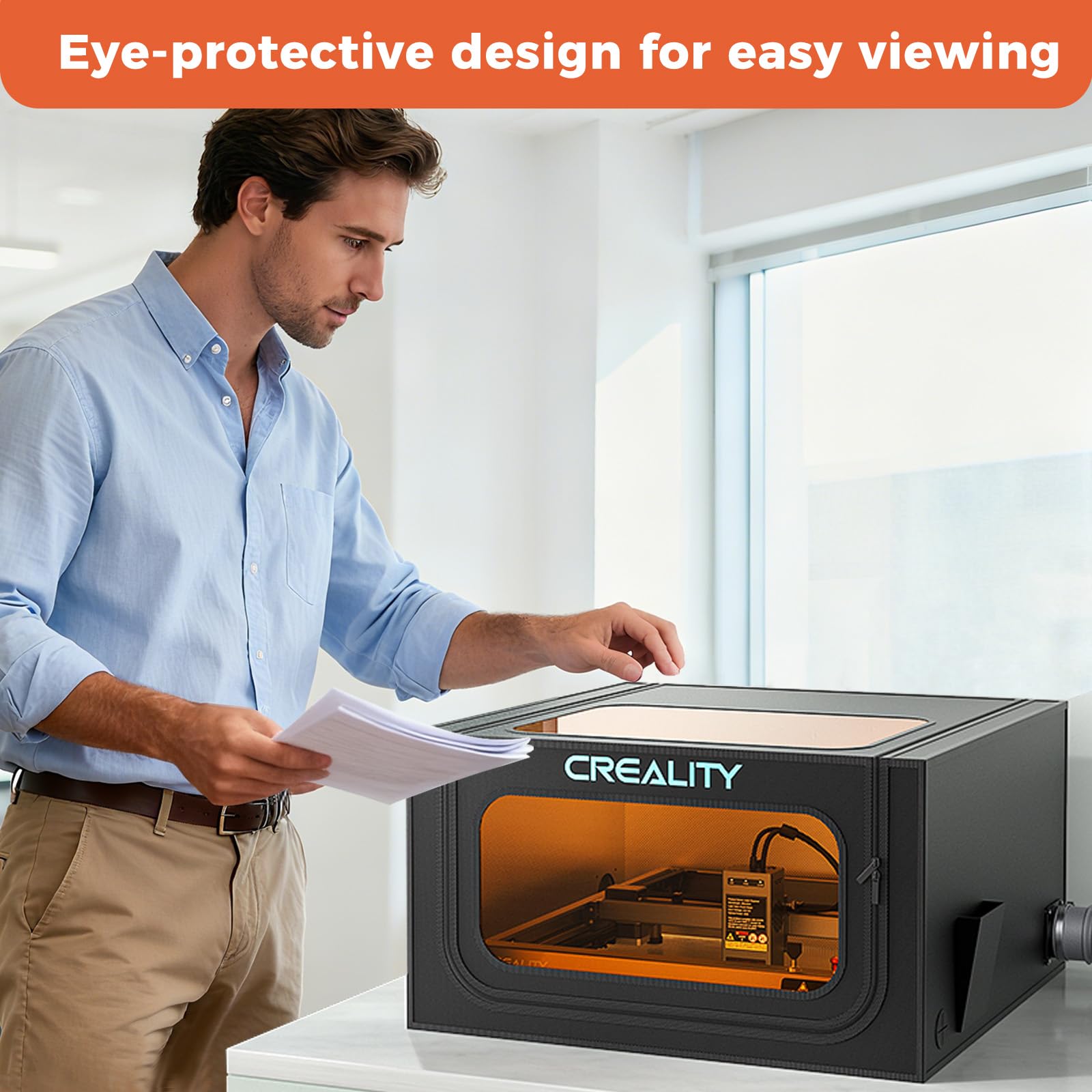 Creality Recinzione incisore laser con sfiato, Copertura protettiva per cutter laser, Ritardante di fiamma e a prova di fumo per la crealità e un'altra macchina per incisione laser (72 * 70 * 40 cm)
