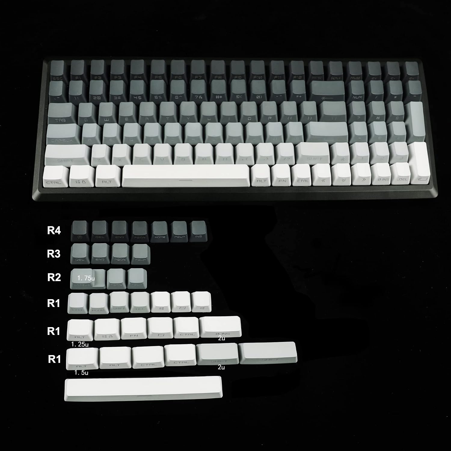 133 Key Polar Day PBT Double Shot Side-lit Shine Through Backlit keycaps OEM Profile for MX Mechanical Keyboard 108 96 87 NJ80 KBD67 ID80 84 68 64