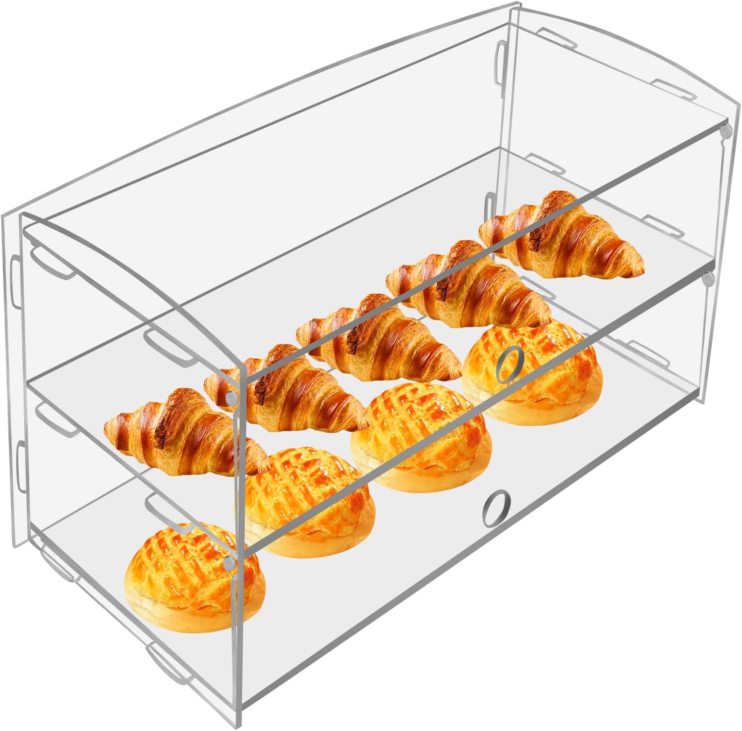 Acrylic Display Case Bakery Pastry Display Case Cookie Candy Display Counter Cases Acrylic Display Shelf Cabinet Plastic Case?2-Tier?, 19.3in*9.4in*11in