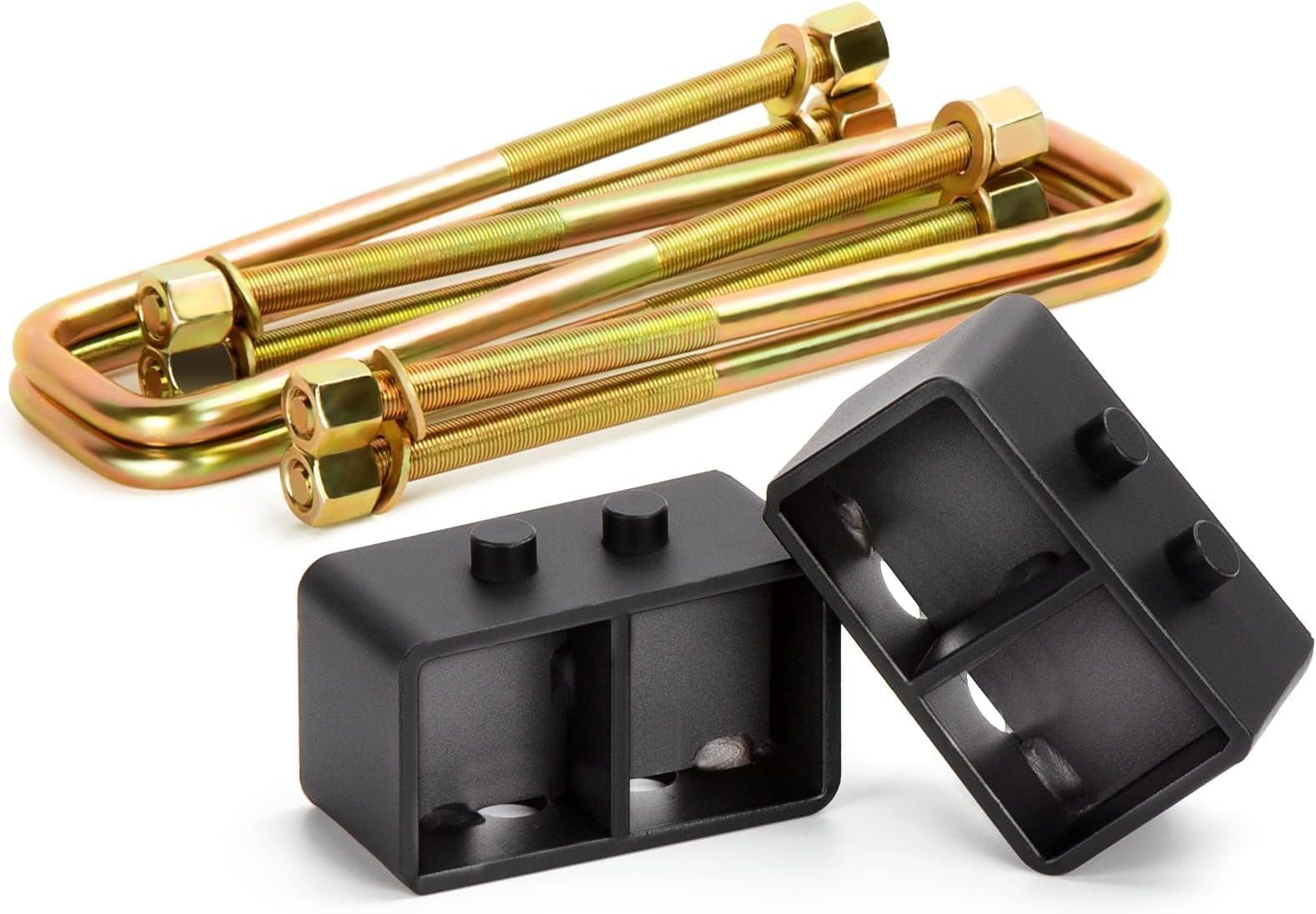 KSP 3" Rear Lift Block Kits for F150 2004-2020, Leveling Blocks with Extended U bolts and Cross Style Powder Coated Block fit the F150 2WD 4WD Factory Leaf Spring Axle,3inch Rear leveling Lift Set
