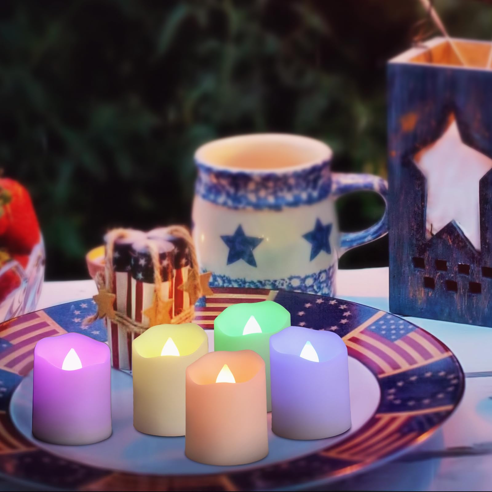 12 lumini ricaricabili senza fiamma RGB con base di ricarica e timer remoto, candele votive elettriche a LED che cambiano colore, cavo USB incluso