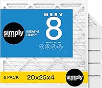 Vista 42 de Simply 18x25x1 Filtro de aire, MERV 8, paquete de 6, para caldera/aire acondicionado y HVAC de casa (Tamaño real: 17.75"x24.75"x0.75") Control