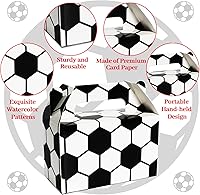Vista 5 de Tevxj Paquete de 12 cajas de regalo para fiesta de fútbol, bolsas de dulces de fútbol, bolsas de golosinas y aperitivos para fiestas deportivas