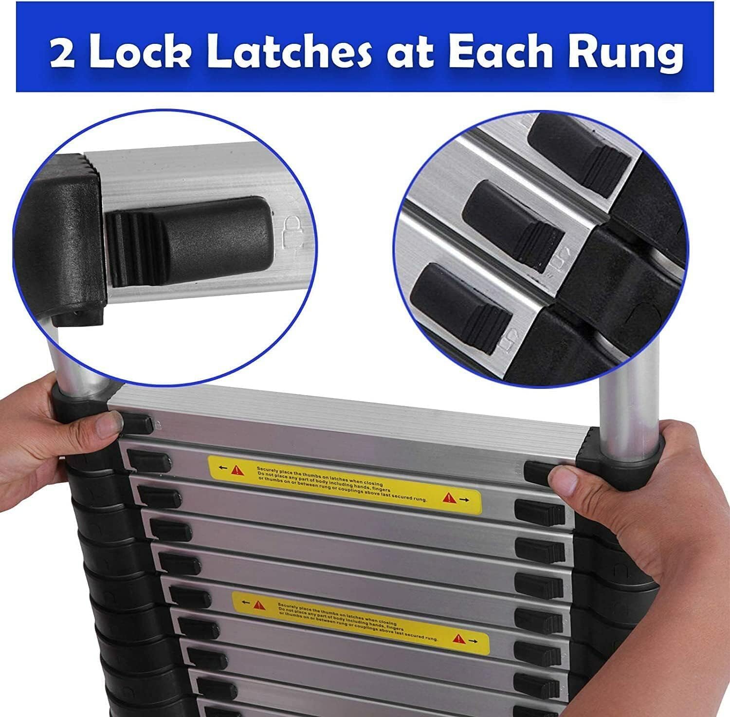 Échelle télescopique télescopique en aluminium 5 m avec crochet de toit en aluminium portable multifonction, pliable, portable, résistante et multifonction, extensible