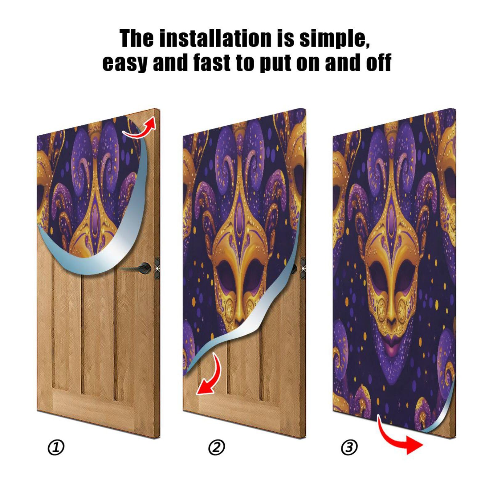 FLildon Masquerade Carnival Mask Door Cover Decoration, Party Accessory Porch Decor for Festive Ornament Room Door Covers 36 x 98 Inch
