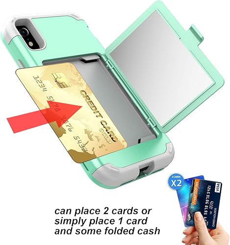 Miniatura 2 de Funda para iPhone XR, XR tipo cartera con tarjetero de crédito, a prueba de golpes, funda híbrida de alta resistencia con soporte para ranura para