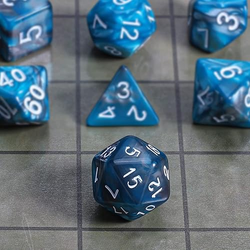 Vista 123 de CiaraQ DND - Juego de dados poliédricos con una bolsa de dados negra para juegos de mesa de rol D&D RPG MTG Rojo mezclado con naranja + purpurina