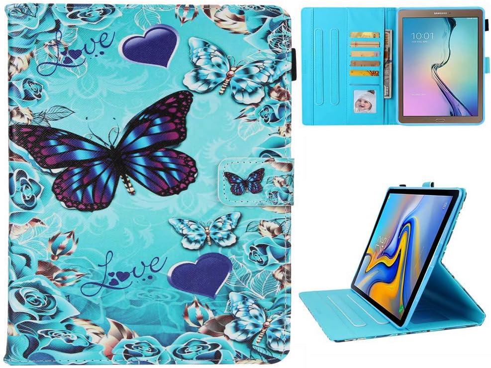 Galaxy Tab E 9.6 Case Old Model, SM-T560 Case, JZCreater Folio Stand Case, Multi-Angle Viewing Wallet Case Cover for SM-T560/T561/T565, Butterfly