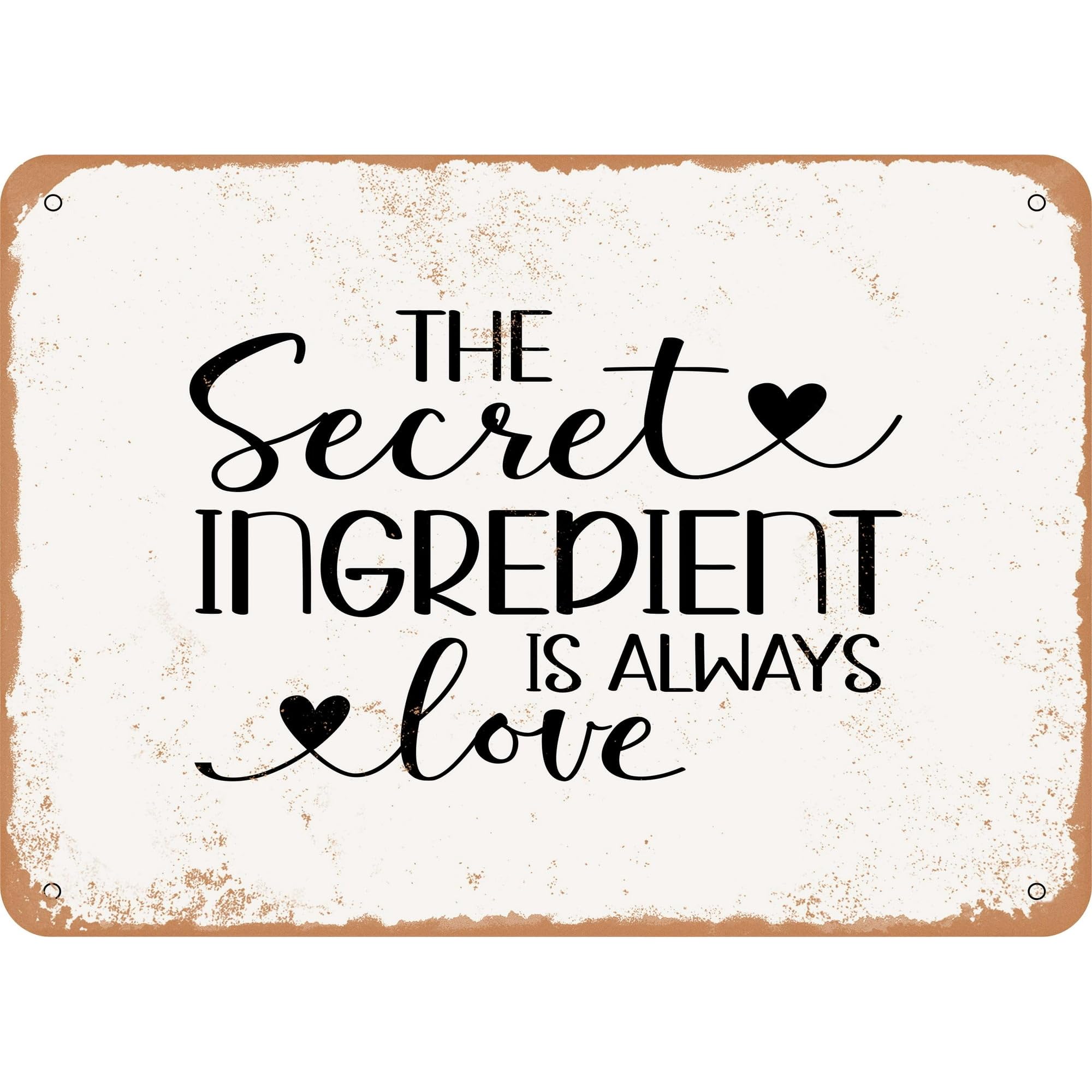 Vintage Metal Tin Signs The Secret Ingredient Is Always Love 2 Inspirational Metal Tin Sign, Boho Room Decor Metal Tin Sign, Farmhouse, Kitchen Office Bedroom Cafes Wall Decor 8x12