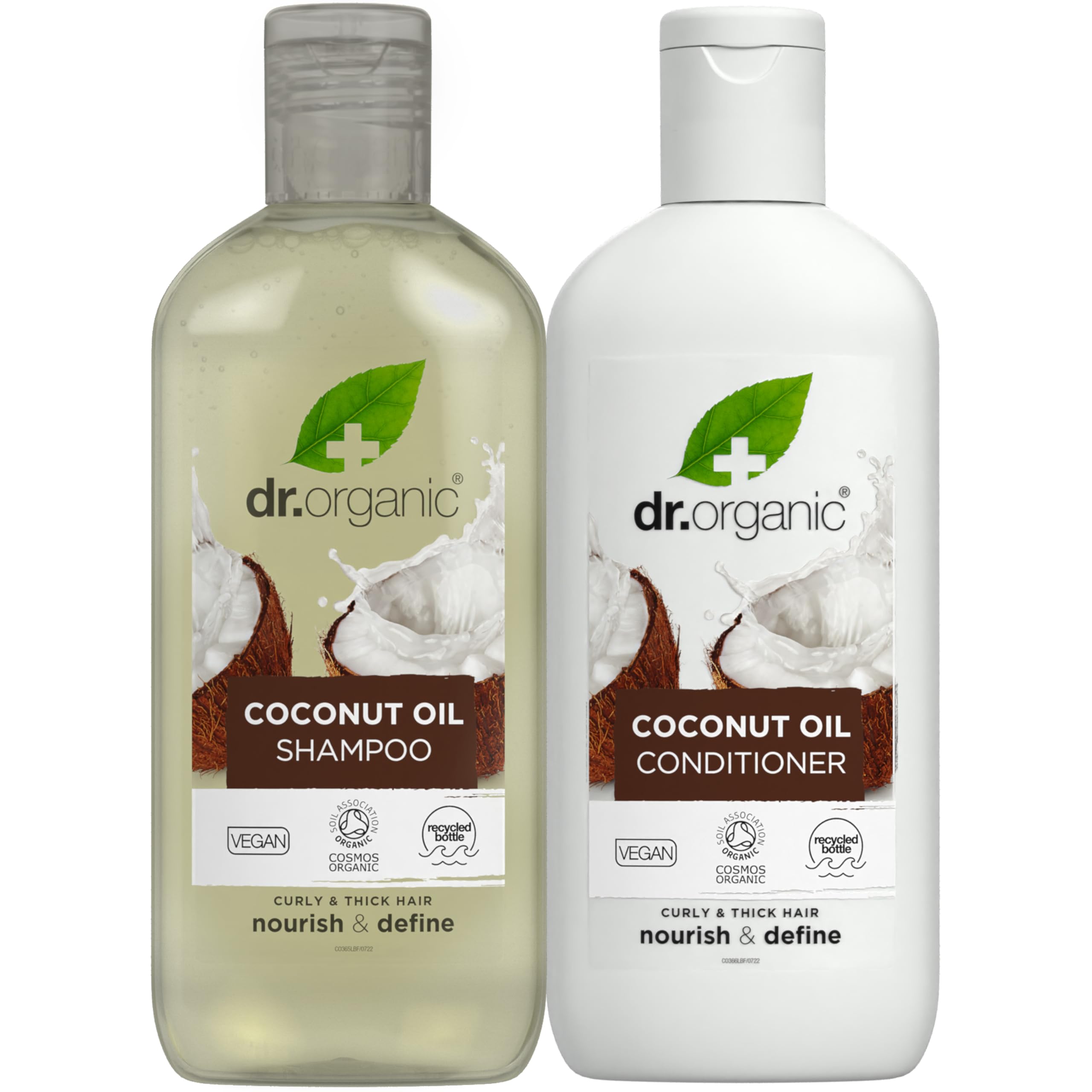 Dr Organic - Coconut Oil Shampoo & Conditioner Set with Travel Bag - Women's & Men's Skincare - Nourishing, Rejuvenating & Hydrating - Vegan, Cruelty, Paraben & SLS Free - 265ml & 265ml - Bundle