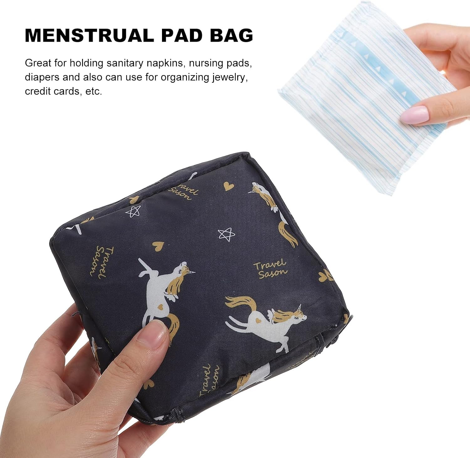 HEALLILY 2pcs Sanitary Napkin Pads Storage Bag Pouch Storage Bags Feminine Menstruation Bag Travel Coin Bags (Random Style) - Image 5