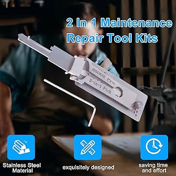 Kw5 2 In 1 Lock Pick And Decoder Tool, Iron Master Key Decoder, Professional Locksmith Tool Car Key Reader, Stainless Steel Auto Lock Picking Kit For Beginners