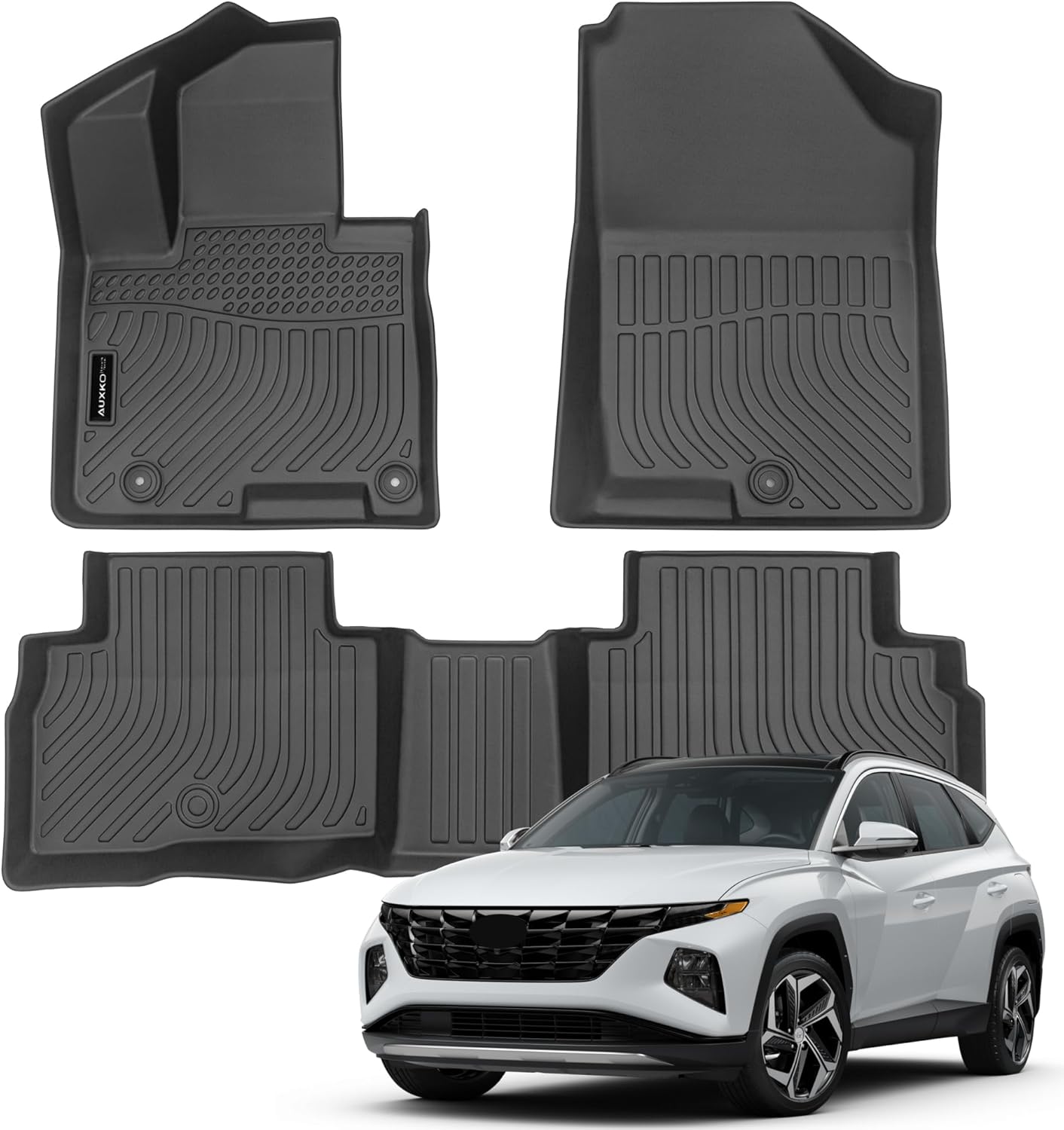 Auxko All Weather Floor Mats Fit for 2025 2024-2022 Hyundai Tucson Hybrid(Not Plug in) TPE Liners All Season Guard Odorless Anti-Slip Floor Mats tucson hybrid|2022-2025|floor mats