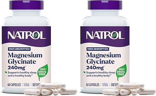Miniatura 10 de Natrol Suplementos de Glicinato de Magnesio 240 mg - Alta Absorción - Glicinato de Magnesio Tranquilizante para el Sueño - 60 Cápsulas, Suministro