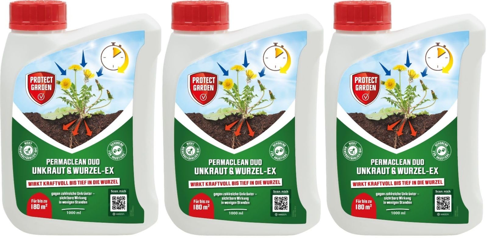 3 X 1l Permaclean Duo Unkraut & Wurzel-Ex