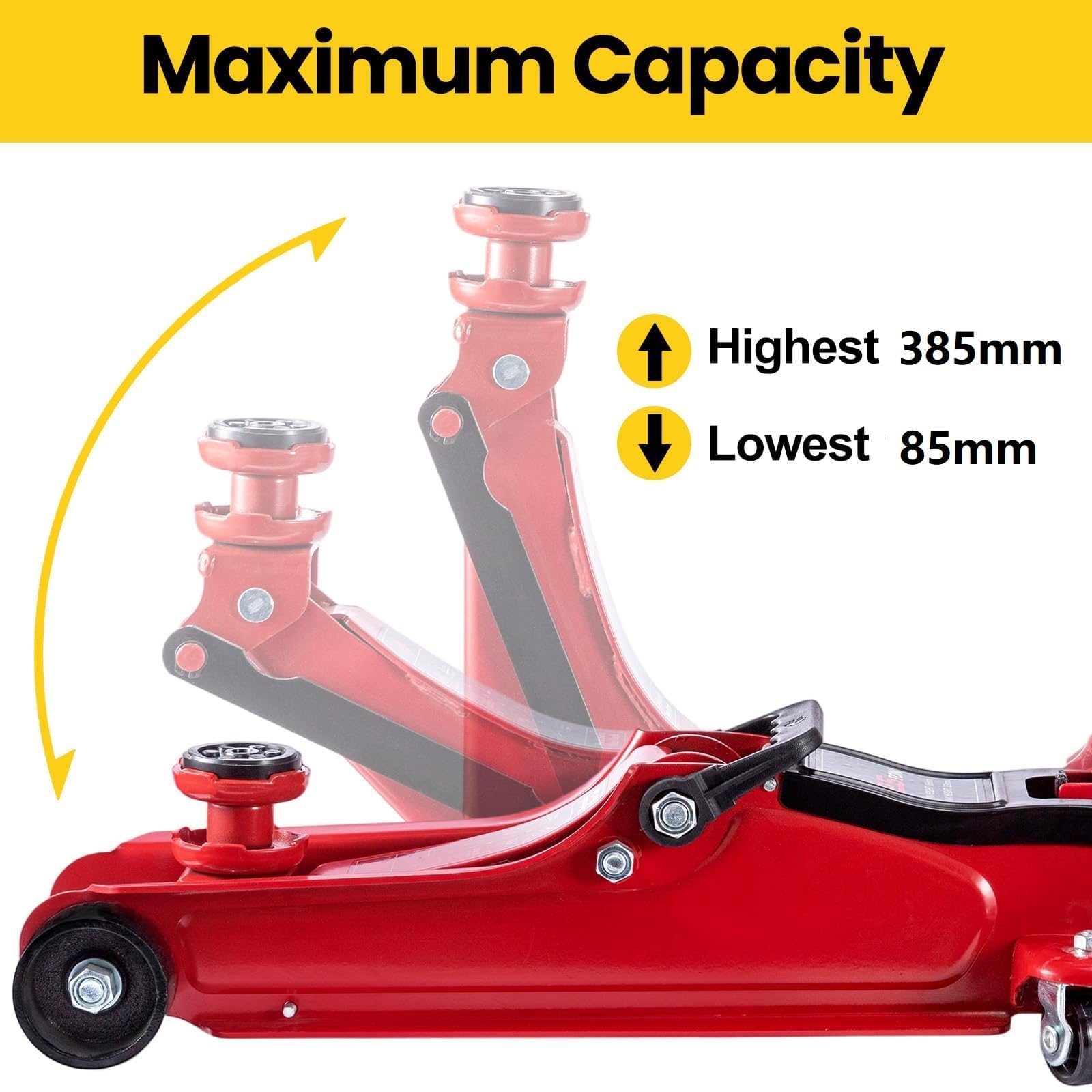 2.5 Ton Hydraulic Low Profile Floor Jack Heavy Duty Trolley Jack for Car jack Van Truck Trailer Auto Repair (Red) — view 4