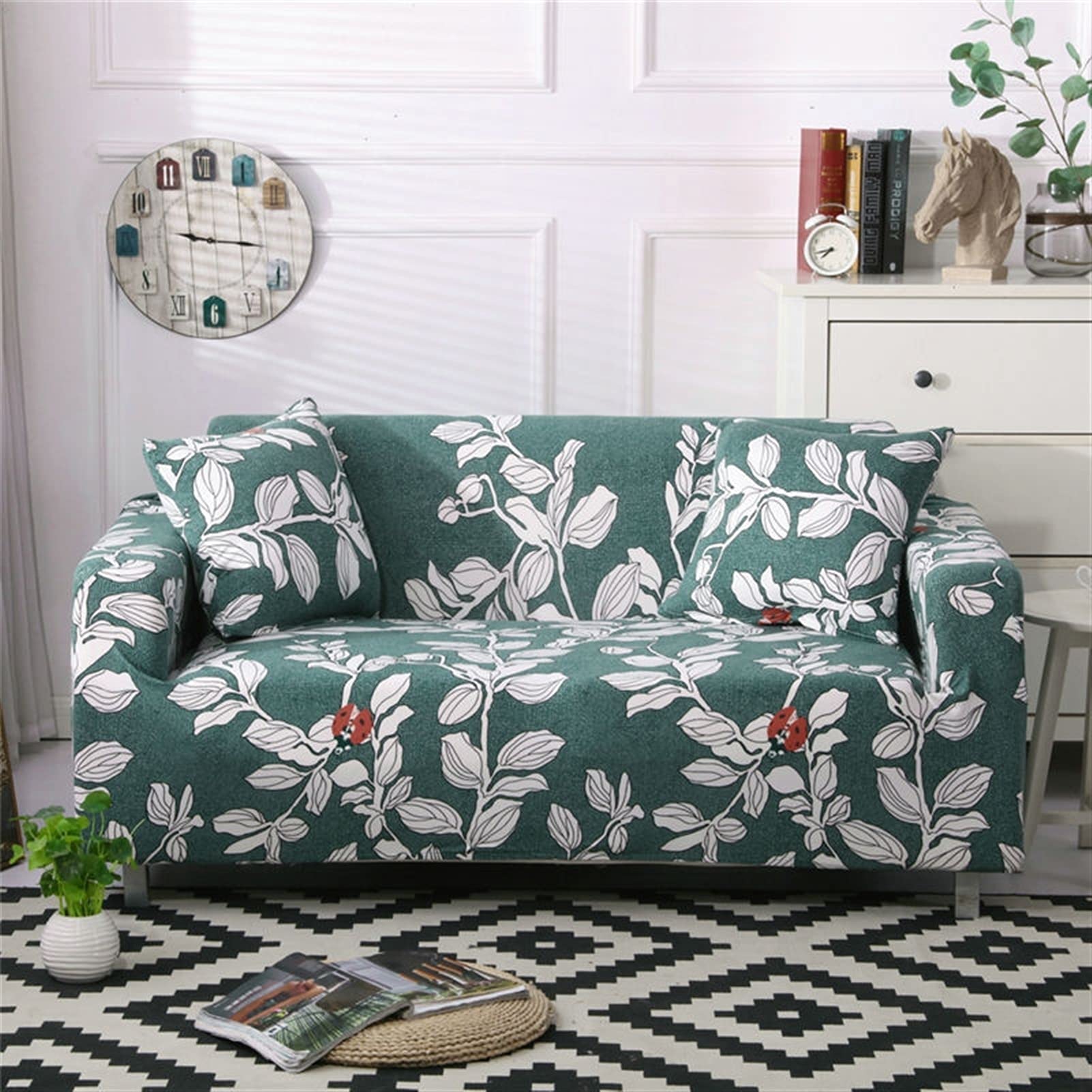 Housse de canapé extensible imprimé fleuri 1 à 4 places pour salon