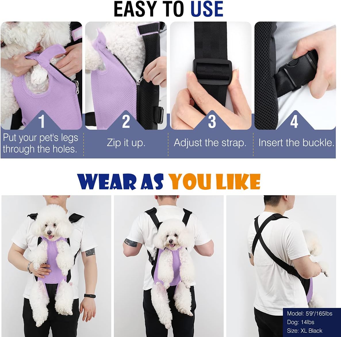 Pawaboo Pet Carrier Backpack, Adjustable Pet Front Cat Dog Carrier