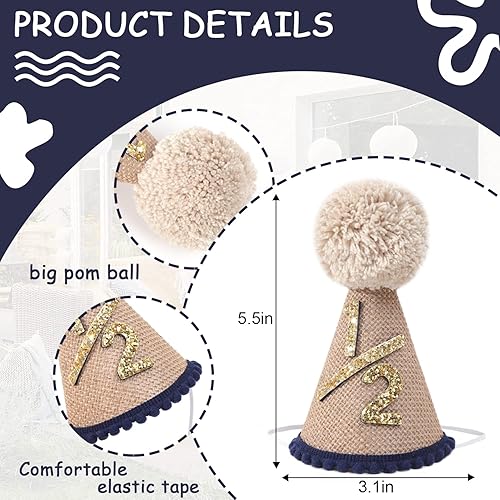 Miniatura 2 de WAOUH Sombrero de medio cumpleaños para bebé, sombrero de corona de 12 cumpleaños, accesorio para fotos de bebé para cumpleaños de 6 meses, mini