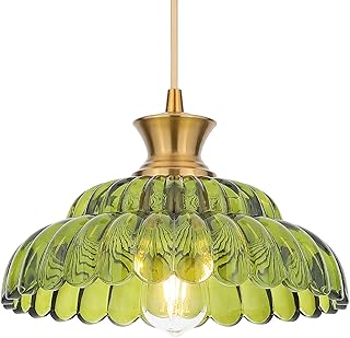 12 Dark Green Bathroom Ideas for Rich Calm Natural Depth 96 Green Glass Pendant Lights, 11.8