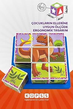 KÜPSS Dinosaurs 3D Puzzle Series 1 - (9 Cube 6 Dinosaur Puzzle)