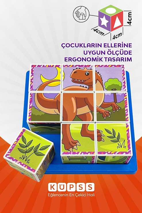 KÜPSS Dinosaurs 3D Puzzle Series 1 - (9 Cube 6 Dinosaur Puzzle)