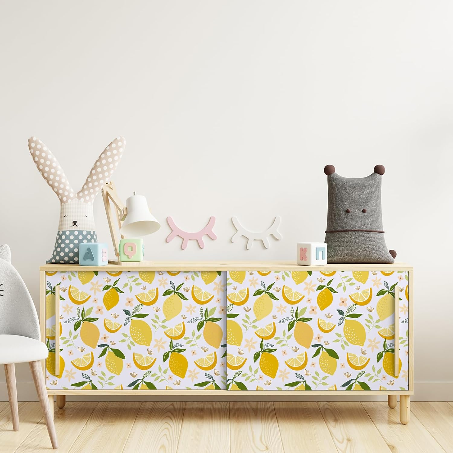 Lemon Wallpaper Stick and Peel 12"x472" Waterproof Floral Citrus Fruit Wallpaper Mural for Kitchen Nursery Bedroom Yellow Lemon Contact Paper for Cabinet Drawer Self Adhesive Removable Vinyl