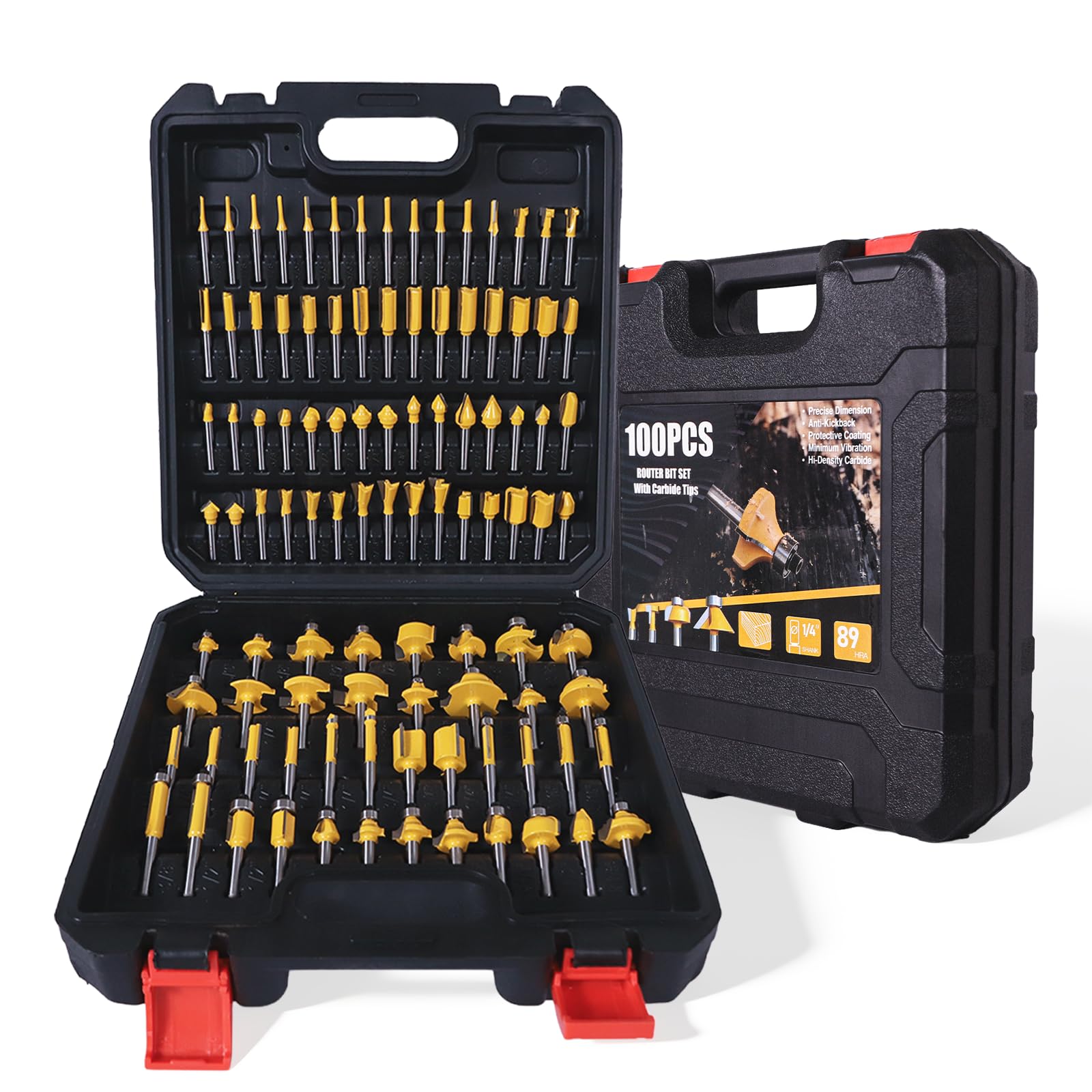CATITO Router Bit Set - 100 Pieces, 1/4 Inch -1 CATITO Router Bit Set - 100 Pieces, 1/4 Inch -1
