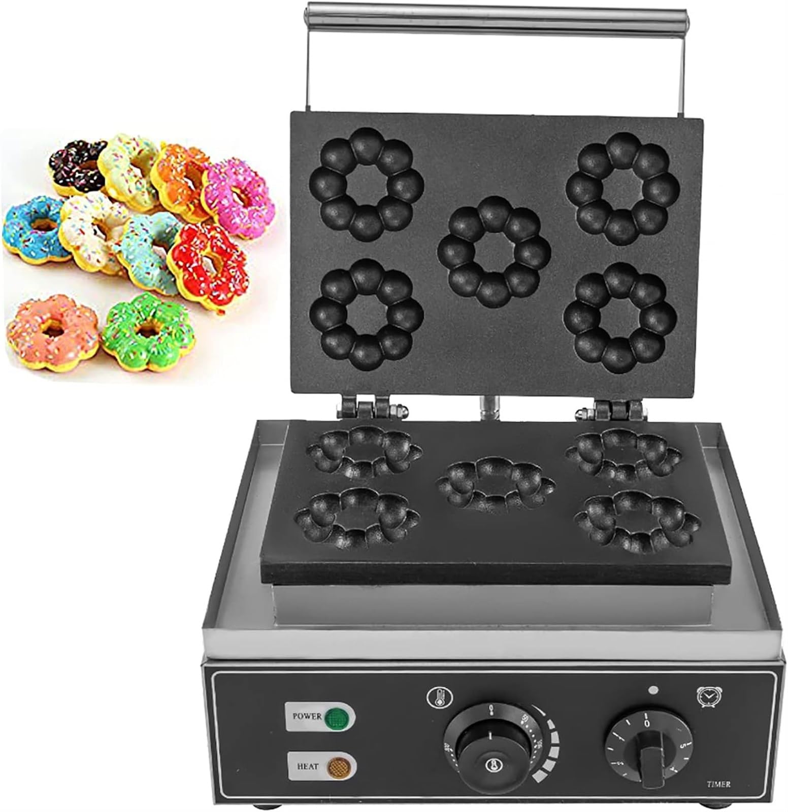 Macchina per Waffle Antiaderente, Fiore di Prugna, 5 Fori, Doppia Faccia, 1500 W, Piastra elettrica per Waffle, Ideale per preparare Colazione, Pranzo e spuntini.,