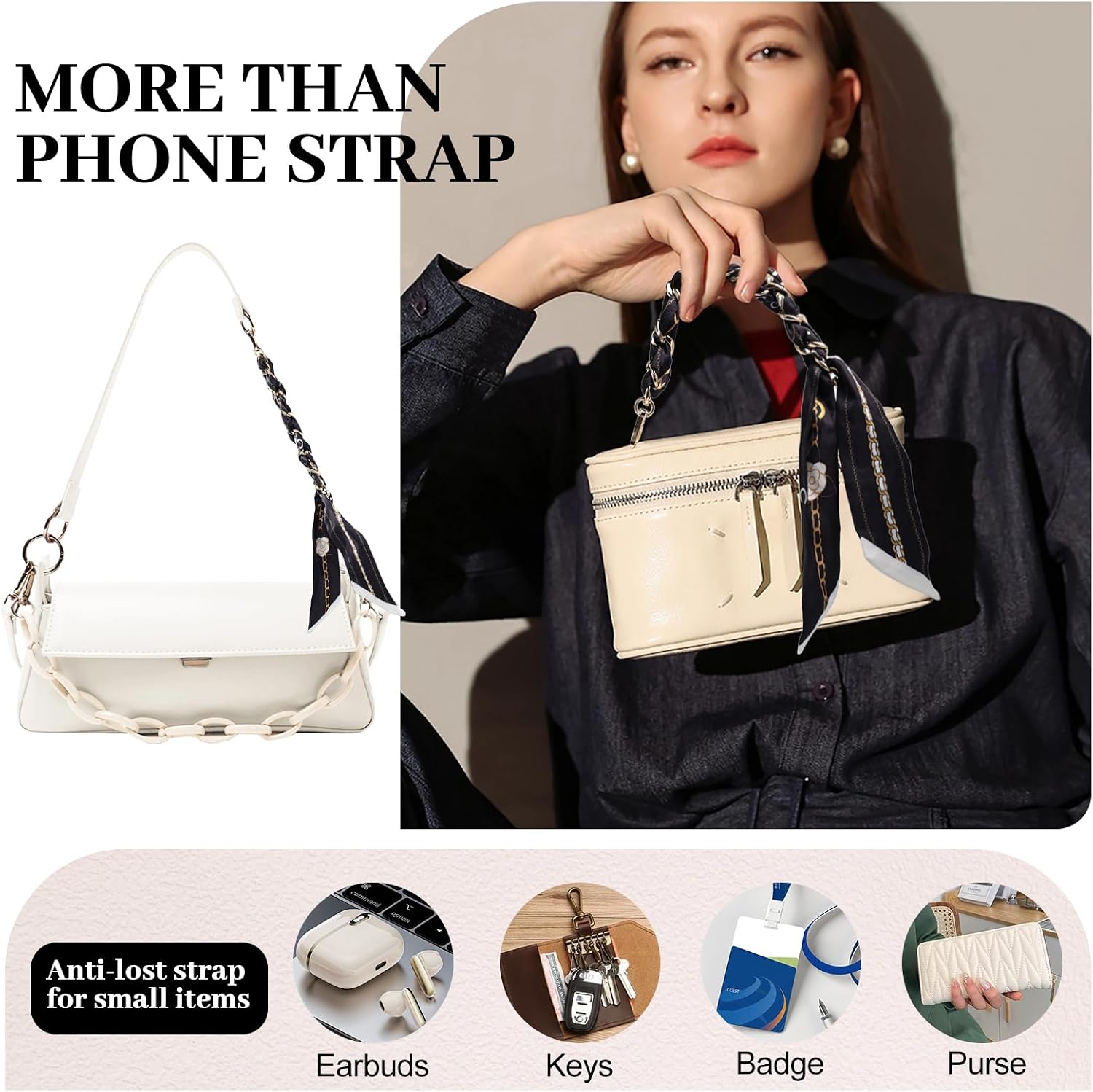 Scarf Phone Lanyard Crossbody/Wrist Strap for Women Anti-Lost/Hands-Free Phone Chain for Shopping/Travel/Parenting