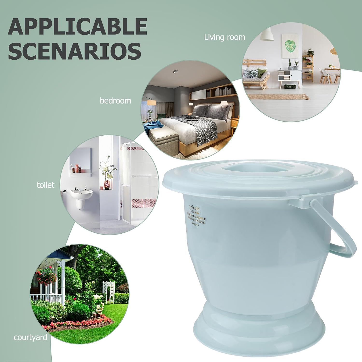 Plastic Adult Urine Pot Bedpan with Handle and Thickened Lid, Household Spittoon Night Urinal for Pregnant Women and Elderly, Portable Bedside Pee Bucket with Buckle Cover