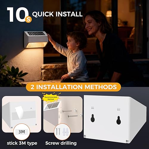 Miniatura 4 de Outdoor Solar Lights, Warm White Decorative Solar Fence Lights, for Gardens, Swimming Pools, Decks, Fences, Patios, Front Doors, Stairs, Landscapes,