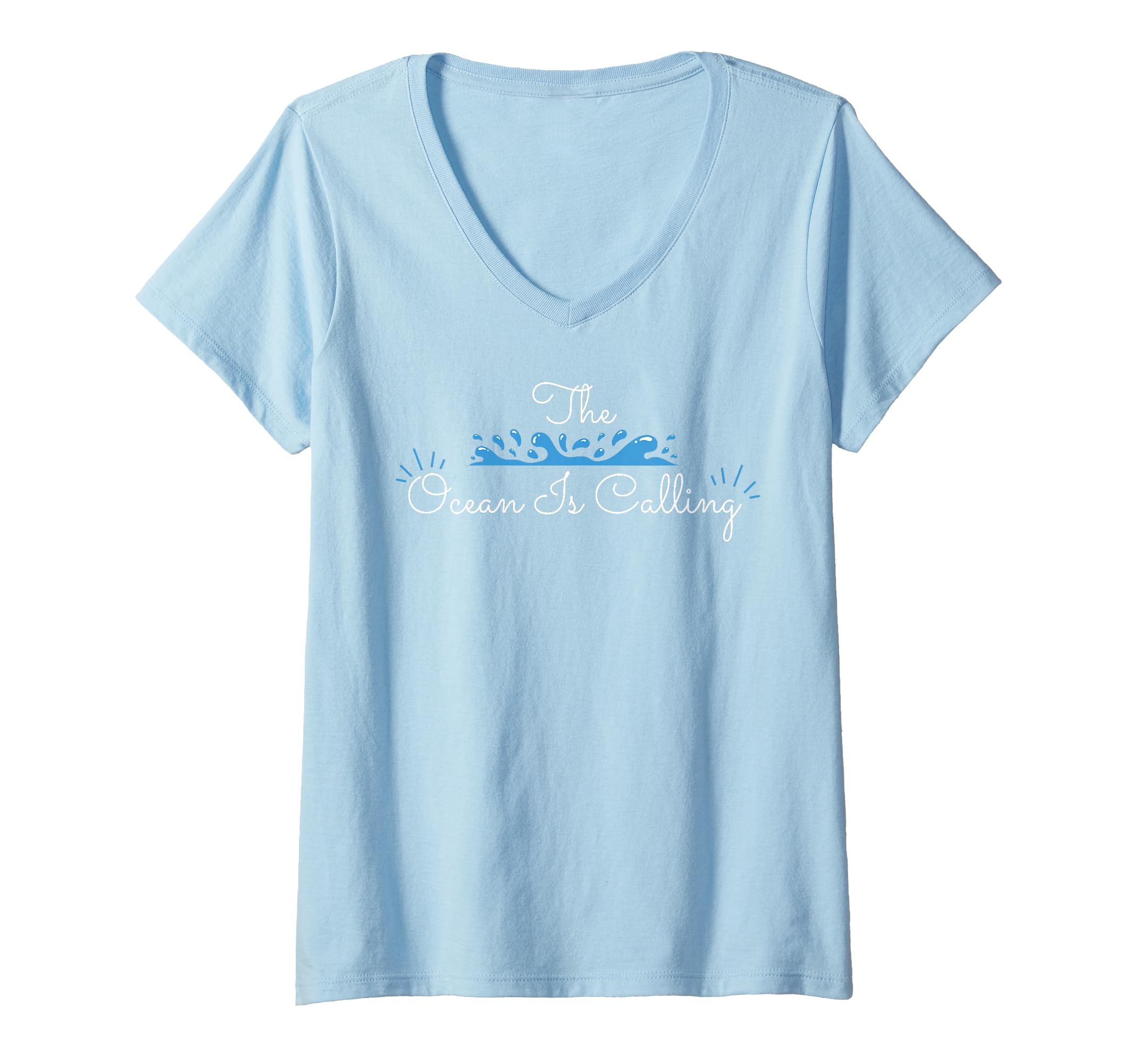 Womens Funny Sea Lover Animal Gift, The Ocean Is Calling V-Neck T-Shirt