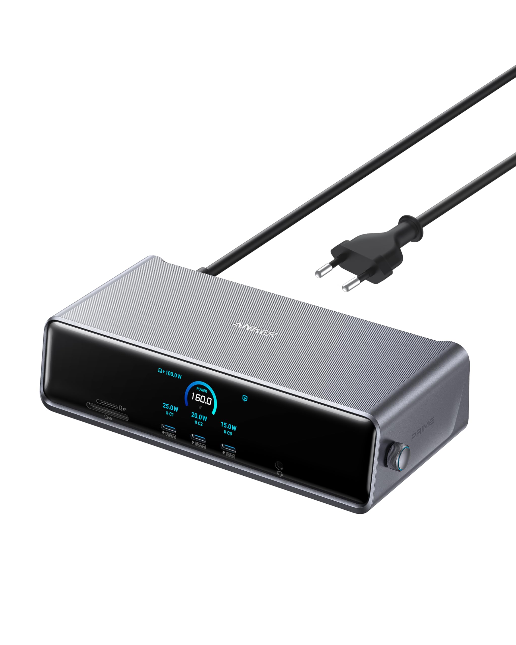 Anker Prime Docking Station, 14 Ports, Triple-Display mit DisplayLink, 140W USB-C, Smart Display, Kühlung, dreifaches 4K, für macOS & Windows (DisplayLink-Treiber erforderlich)