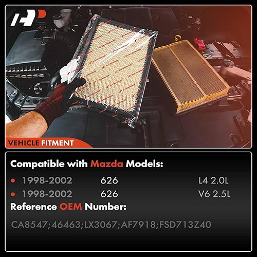 Miniatura 5 de A-Premium Filtro de aire de motor de 2 piezas compatible con Mazda 626 1998 1999 2000 2001 2002, 2.0L 2.5L, repuesto # FSD713Z40