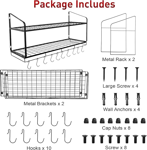 Miniatura 5 de Estante colgante para ollas, 2 niveles, soportes para ollas de pared para almacenamiento de cocina, organizador de ollas y sartenes con 10 ganchos,