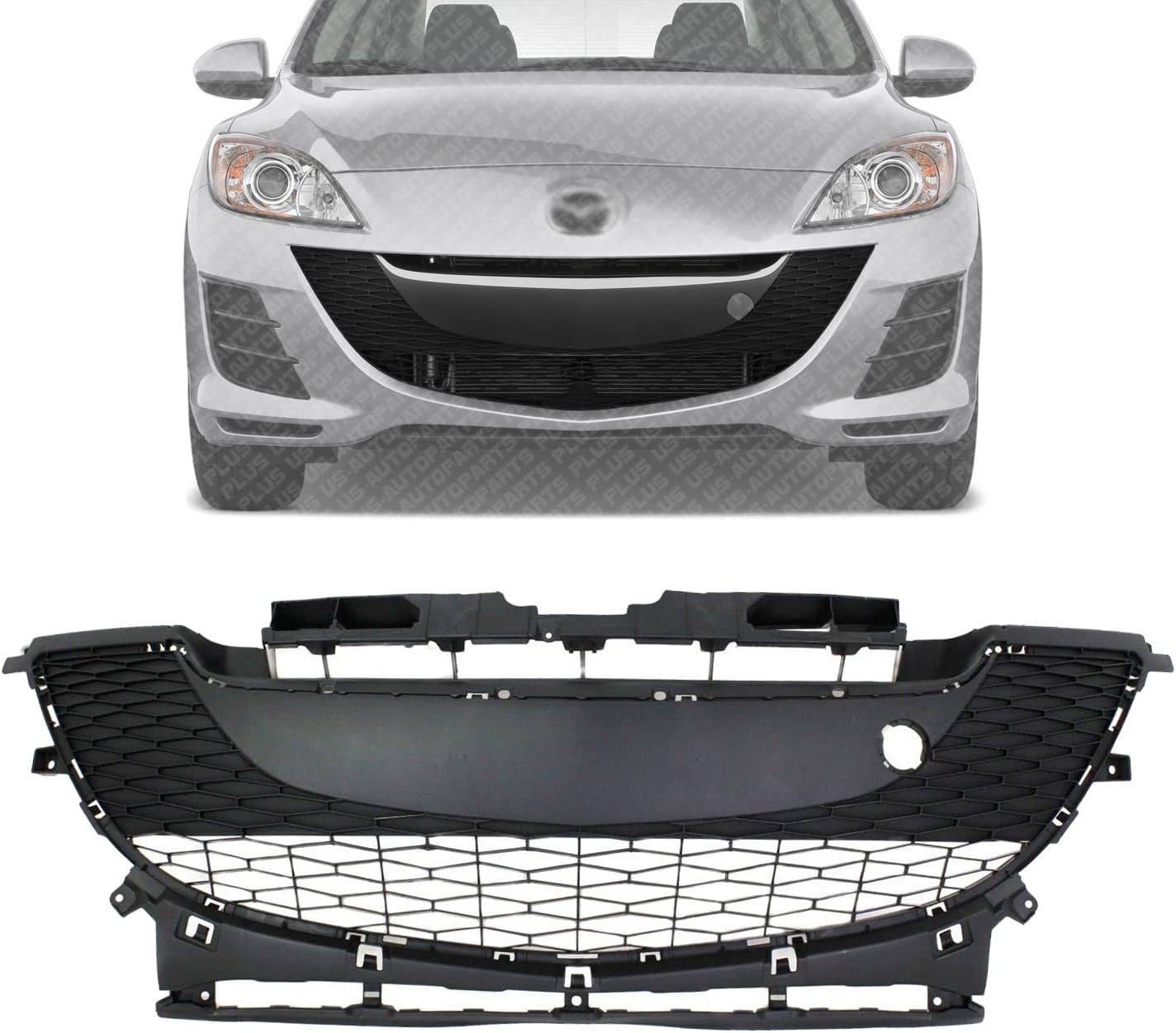 New Front Bumper Grille Textured Plastic Direct Replacement For Mazda 3 2.0L Engine 2010-2011 BBM4501T1H MA1036112