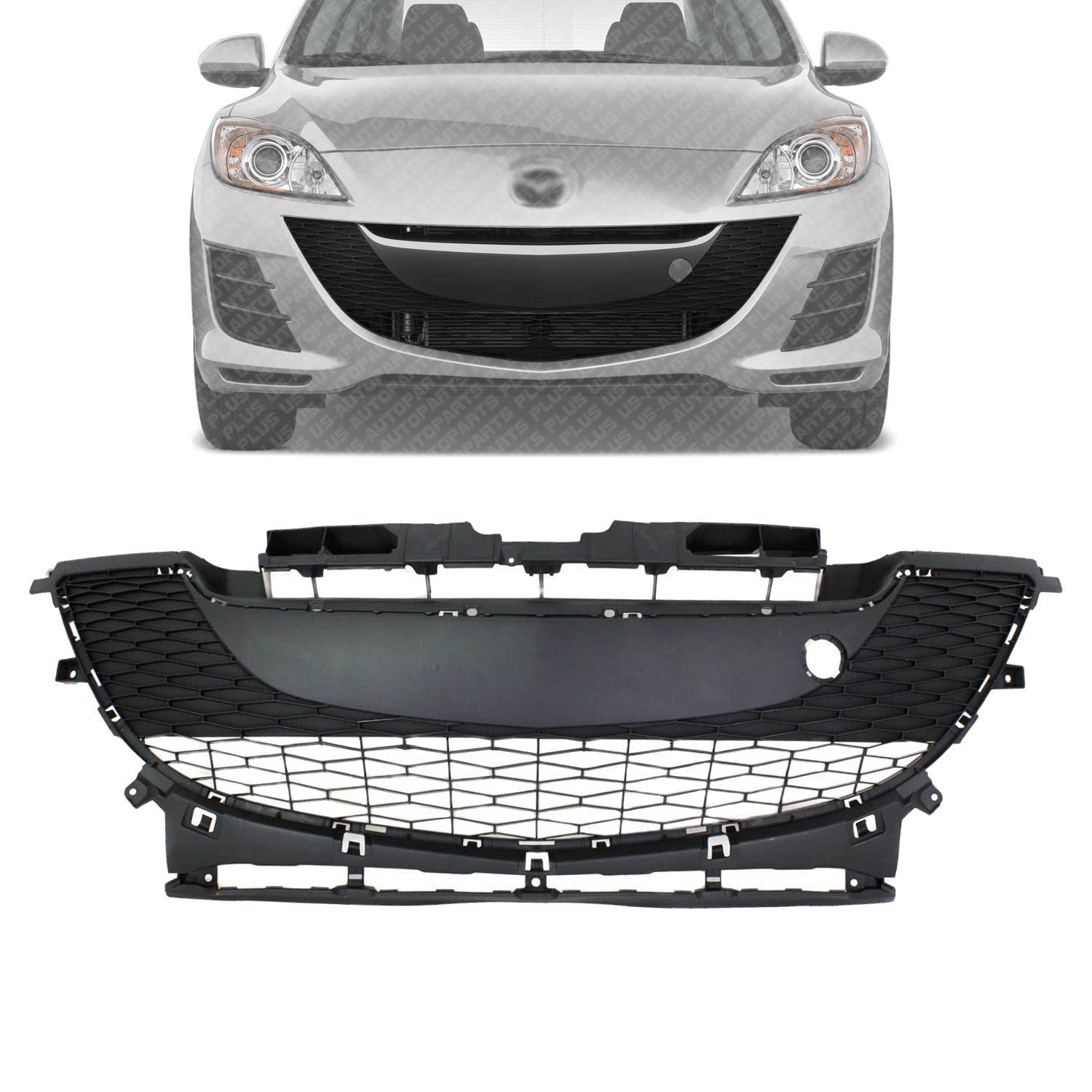New Front Bumper Grille Textured Plastic Direct Replacement For Mazda 3 2.0L Engine 2010-2011 BBM4501T1H MA1036112