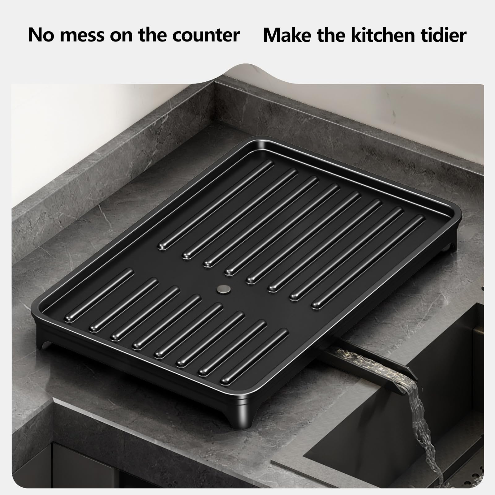 WJWSKI Escurreplatos de 2 niveles para encimera de cocina, estante para platos que ahorra espacio con soporte para utensilios, escurridor de platos de gran capacidad con tabla de drenaje