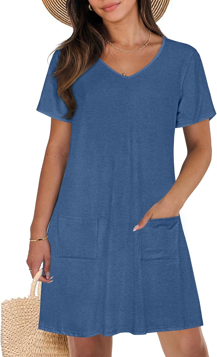 Chicgal summer dresses for women V neck casual sundress.