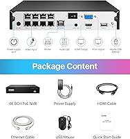 Vista 5 de ZOSI NVR PoE 4K 8CH, H.265+ 8 puertos 16 canales 8MP grabadora de video en red para sistema de vigilancia en el hogar, disco duro de 2TB