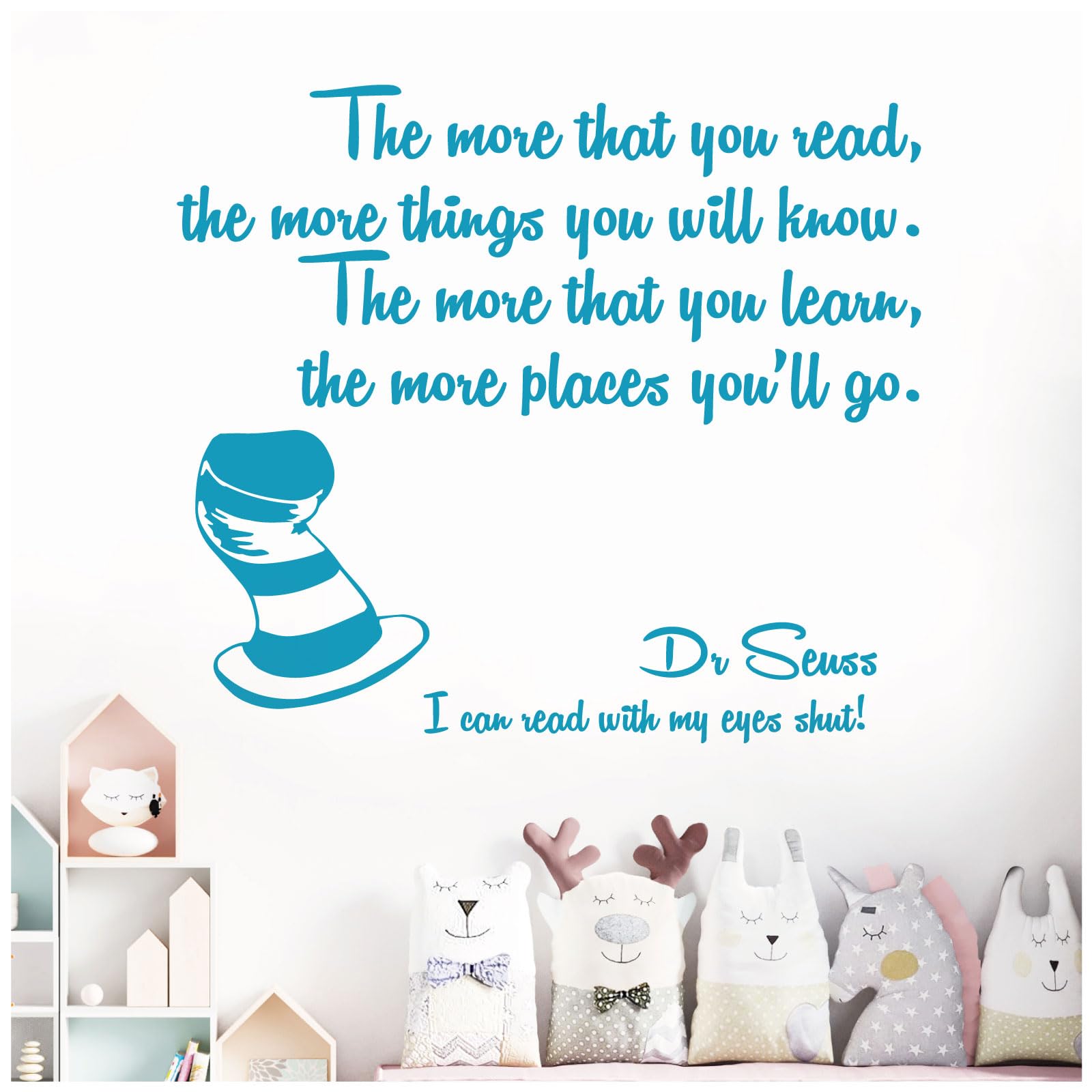 The More that You Read, the More Things You Will Know - Dr Seuss Book Quote Decal Wall Sticker [Medium] [Sky]