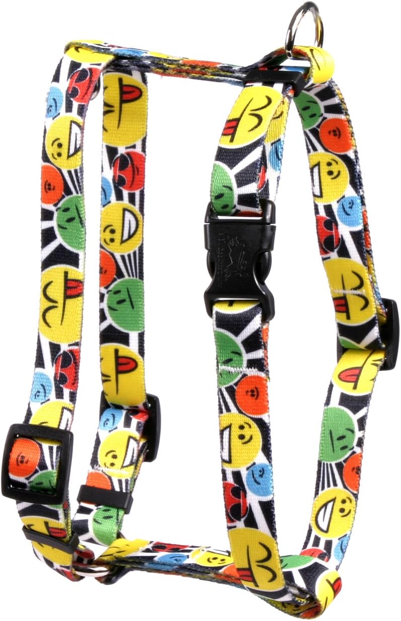 Yellow Dog Design Smiles Roman Style H Dog Harness-X-Large-1" Wide and fits Chest Circumference of 28 to 36"